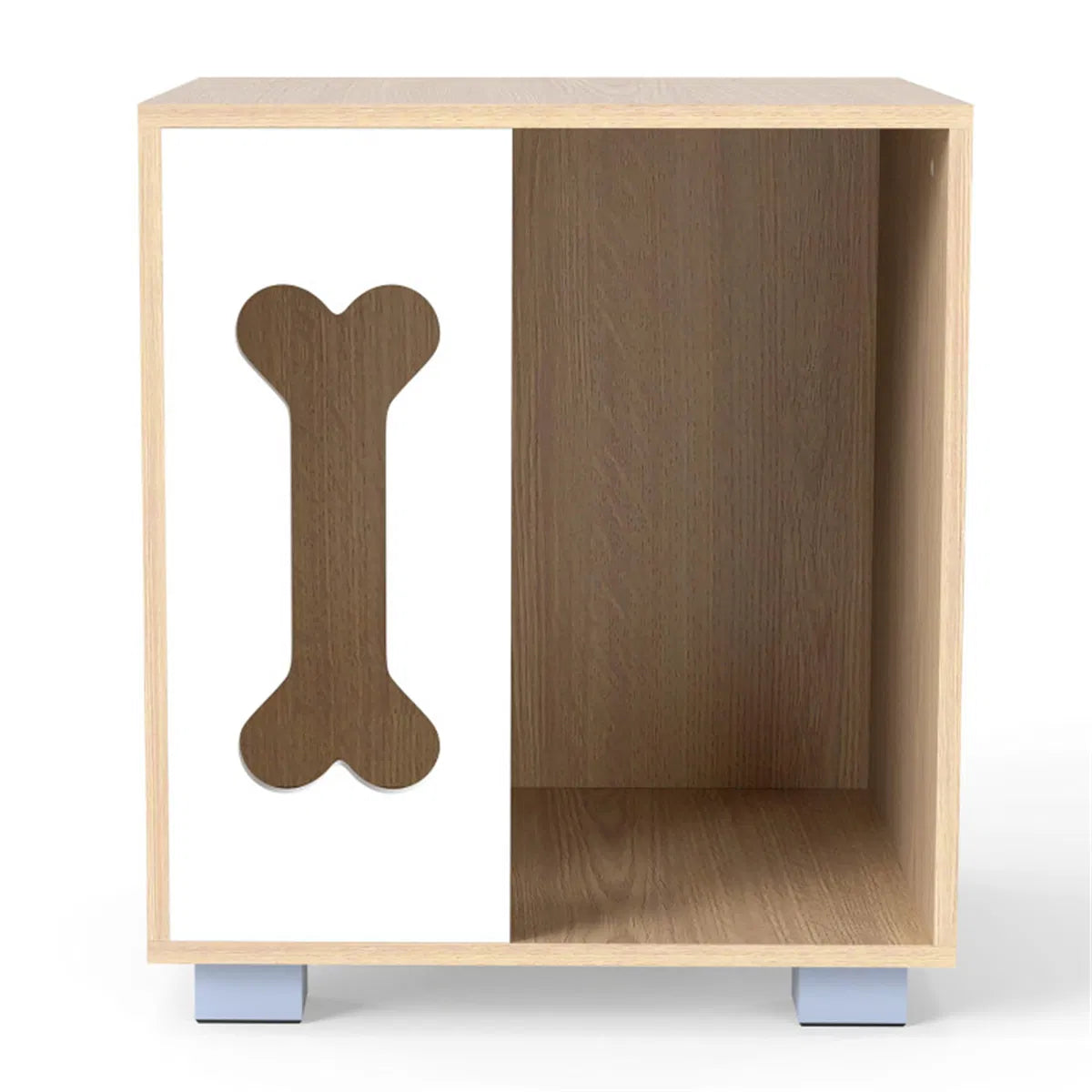 Cat Dog House Dog Bed Side Table Wooden Dog Condo with Bone-shape Window and Thick Metal Legs - view 10