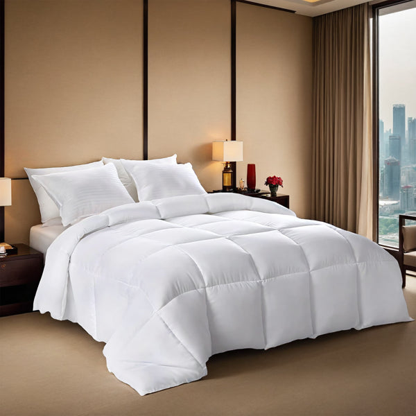 2-Pack Large White Plaid Duvet Inserts. Soft And Comfortable With Skin-friendly Warmth. Suitable For All Seasons