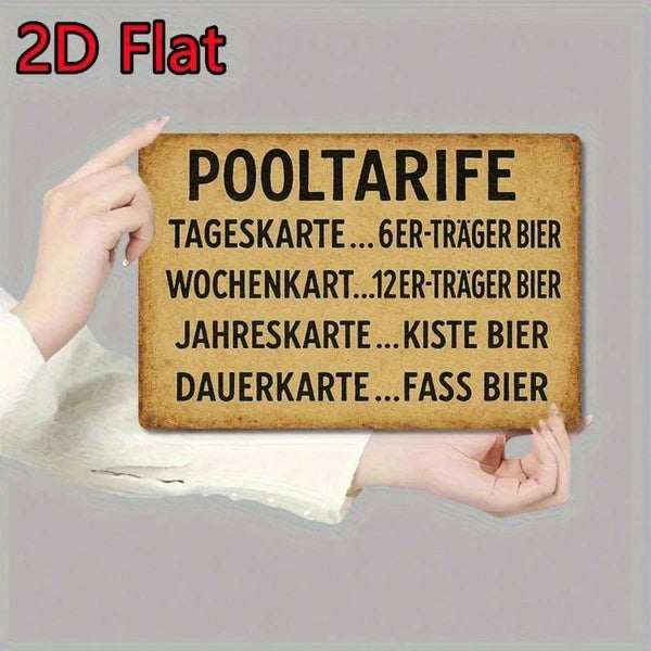 1PC Vintage German Style Pool Rules Tin Sign, Rustic Waterproof Rustproof Metal Poster - view 5