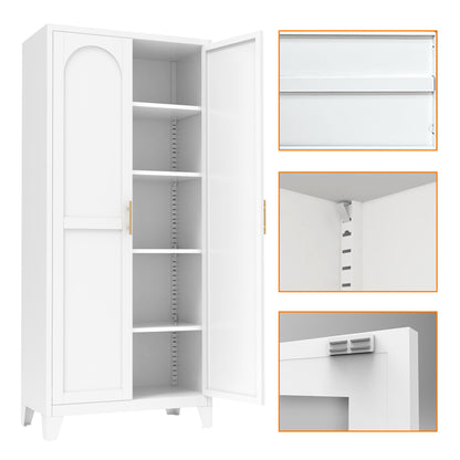 71'' 2 Shapely Doors Cabinet, Metal Storage Cabinet With Doors And Adjustable Shelves, For Bedroom, Living Room - view 9