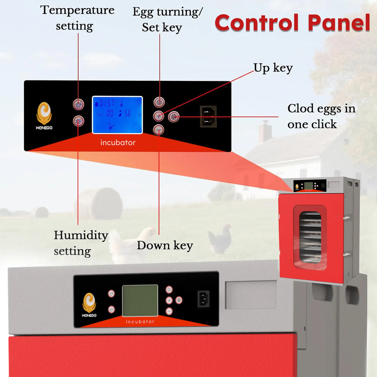 400 Eggs Incubator Cabinet with Automatic Turning&Digital Temperature Control - view 3