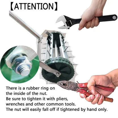 Heavy Duty Rotary Push Lawn Aerator With 3-Piece Long Steel Handle Spike Tine Design For Soil Aeration And Grass - view 7