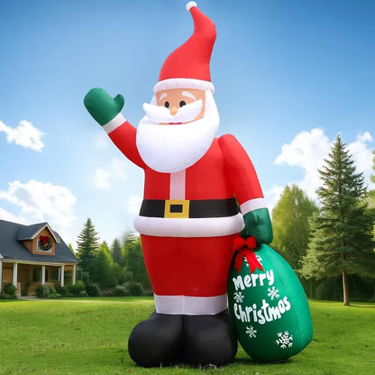 10 FT Christmas Inflatable Santa Claus Outdoor Decor For Yard, Giant Blow Up Santa Decoration With Big Gift Bag