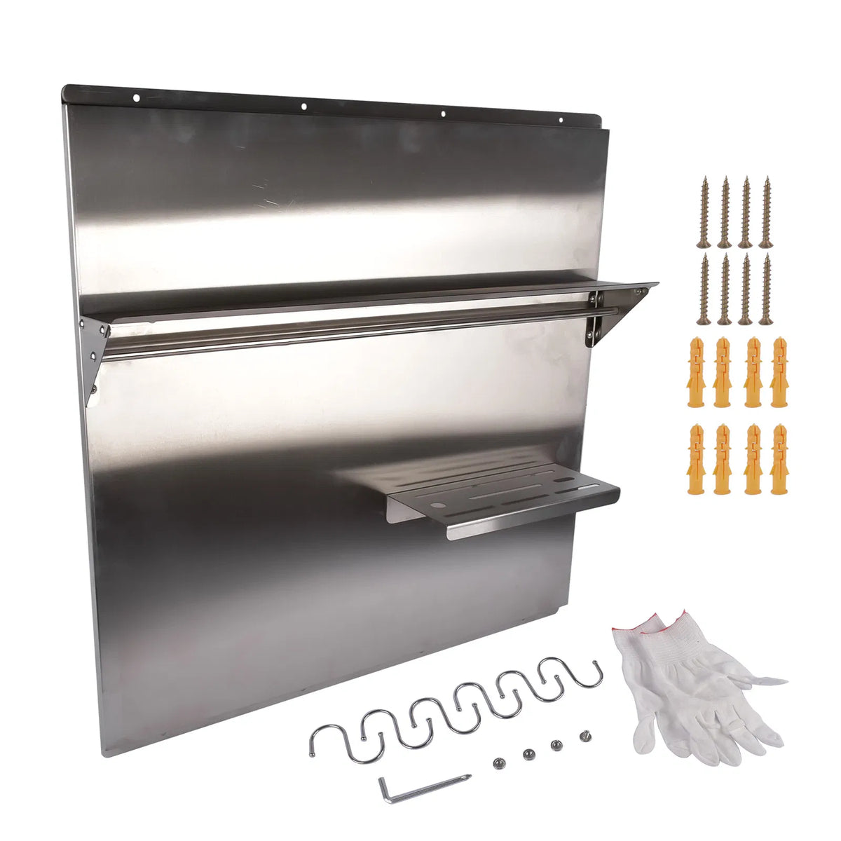 Range Backsplash with Shelf 29.5 x 29.5 Inch Range Hood Wall Shield for Range Hood Stainless Backsplash with Storage