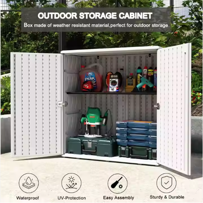 10 Cubic Feet Modern Simple Plastic Outdoor Patio School Living Room Storage Cabinet With 1 Panel - view 6