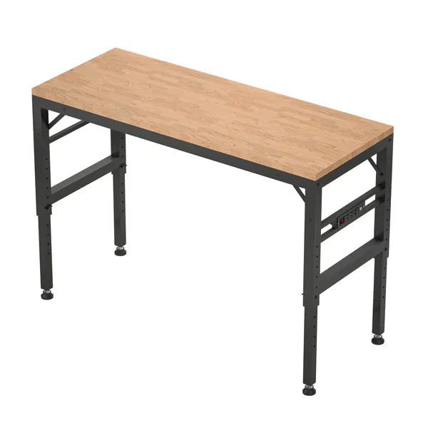 60" Adjustable Height Workbench, Rubber Wood Top Heavy duty Workstation with Power Outlets - view 6