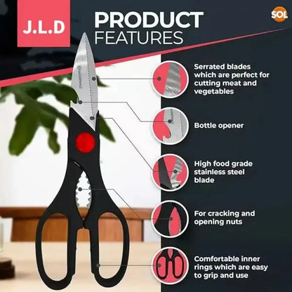 Food Scissors, Sharp Scissors With Nutcrackers, Bottle Opener, Can Opener, Vegetable Cutting Scissors - view 3