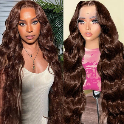 13x4 Lace Frontal Human Hair Wig Brown Body Wave Density - view 3