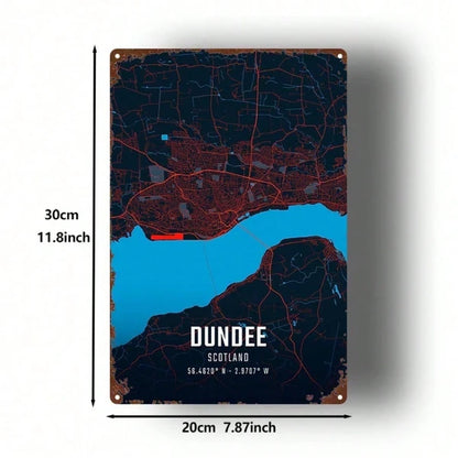 1pc Dundee City Map Metal Sign 8x12 Inch Rustic Iron Wall Art, 2D Flat Nostalgic Decor For Home Bar Garage Club - view 4