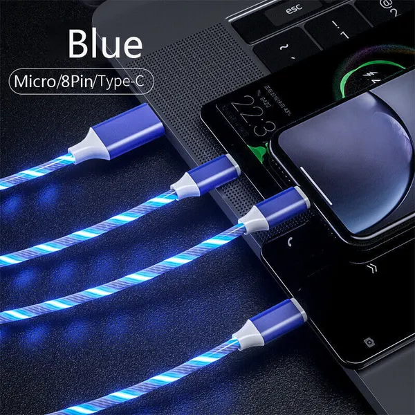 3 In 1 LED Fast Charging Cable Adapter For Micro USB Type C Charger Cord - view 3