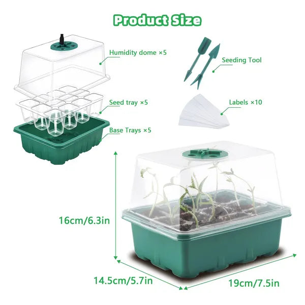 5-Pack Seed Starter Kit With LED Grow Lights – Indoor Propagation Trays With Adjustable Humidity Dome & Clear Cell - view 4