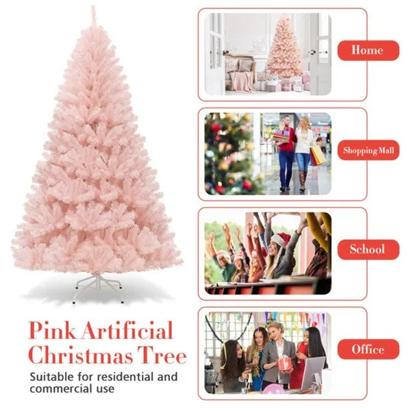 7ft Artificial Christmas Tree Hinged Full Fir Tree With Metal Stand - view 5