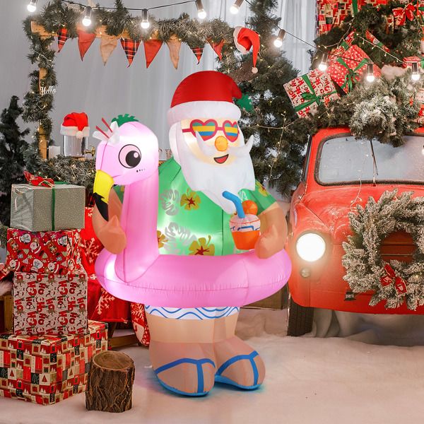 5.9 FT Lighted Christmas Inflatable Decoration, Inflatable Hawaii Santa Claus Outdoor Decoration - view 3