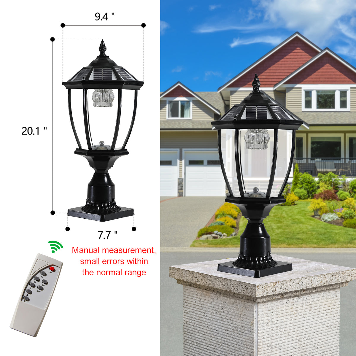 Black Solar Powered LED Outdoor Lantern, Vintage Garden Light With Elegant Glass Design For Pathways, Yards - view 3