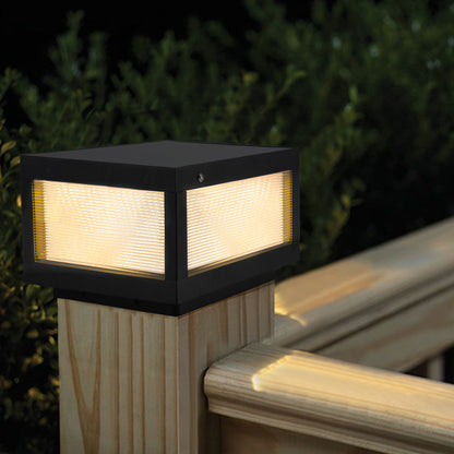 12inch Black Solar Powered LED Post Cap Light, Modern Outdoor LED Fence Light For Pathways, Decks, And Patios1-Pack - view 3