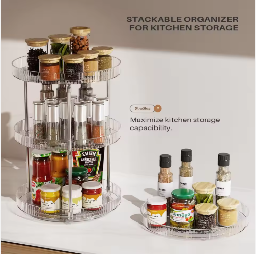 Pack Of 2 Double-layer Turntable Rotating Spice Rack Organization Spinning Organizer - view 4