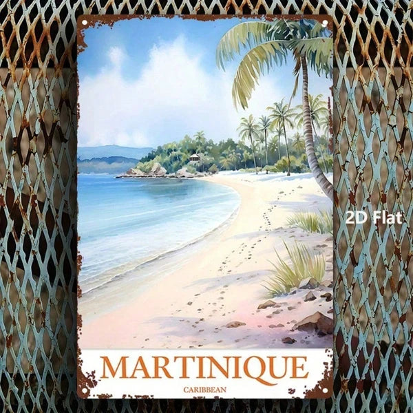 1pc 8x12 Inch Martinique Tropical Beach Metal Sign, Vintage Retro Tin Plaque Wall Art - view 5