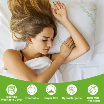 Bamboo Memory Foam Pillow Hypoallergenic Bed Pillow With Washable Cover [King Size] - view 2