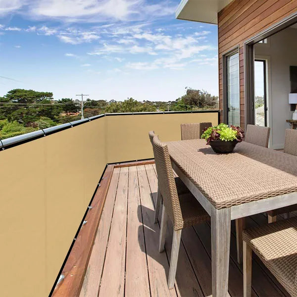 3ft*12ft Beige Sunshade Fence, An Outdoor Sun-proof And Heat-insulating Fence, A Must-have For Patios And Terraces - view 3