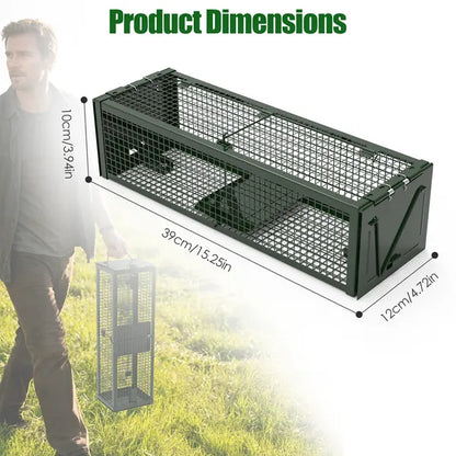 2Pack 15.35x4.72x3.94in 2-Door Humane Live Rat Trap Galvanized Iron Rodent Trap Cage Reusable For Home Garden Farm - view 3