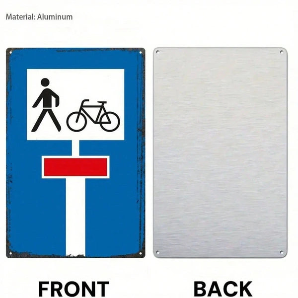Aluminum German Traffic Sign Dead-End Road Warning, Retro Vintage Wall Art For Bicycles - view 5