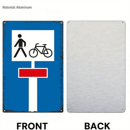 Aluminum German Traffic Sign Dead-End Road Warning, Retro Vintage Wall Art For Bicycles - view 5