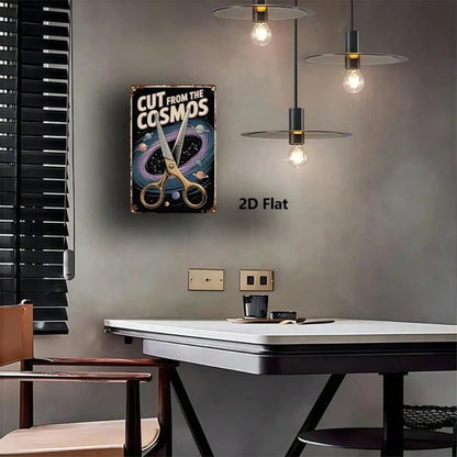 Vintage Universe Scissors Metal Sign 8x12 Inch Retro Planet Tin Poster - view 3