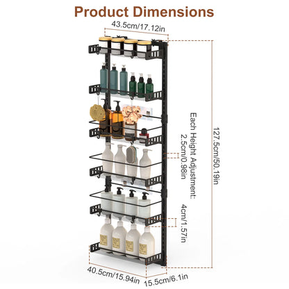 10LBS Loading 6-Tier Over The Door Pantry Organizer, Large Metal Door Spice Rack - view 7