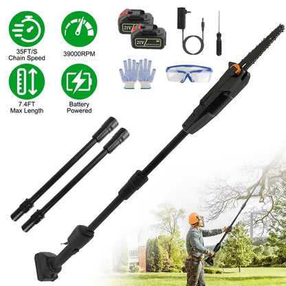 Cordless Pole Saw, 7.4ft Adjustable Length Chainsaw With 775W Motor 35ft-s Chain Speed
