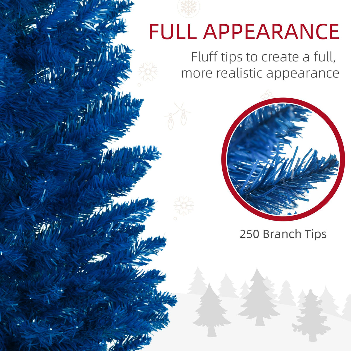 5ft Pencil Christmas Trees, Skinny Artificial Christmas Tree For Xmas Holiday Decor, Deep Blue - view 4