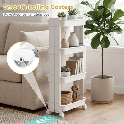 4-Tier DIY Rolling Storage Cart, 15.5 X 9 X 40.5 With Detachable Ventilated Trays For Kitchen & Bathroom - view 5