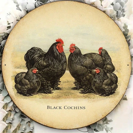 1pc Black Cochin Chicken Vintage Decorative Sign 8x, Cochin Chicken Vintage - view 2