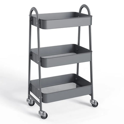 3-4-layer Practical Mobile Trolley, Metal Movable Storage Rack, With Lockable Casters - view 4