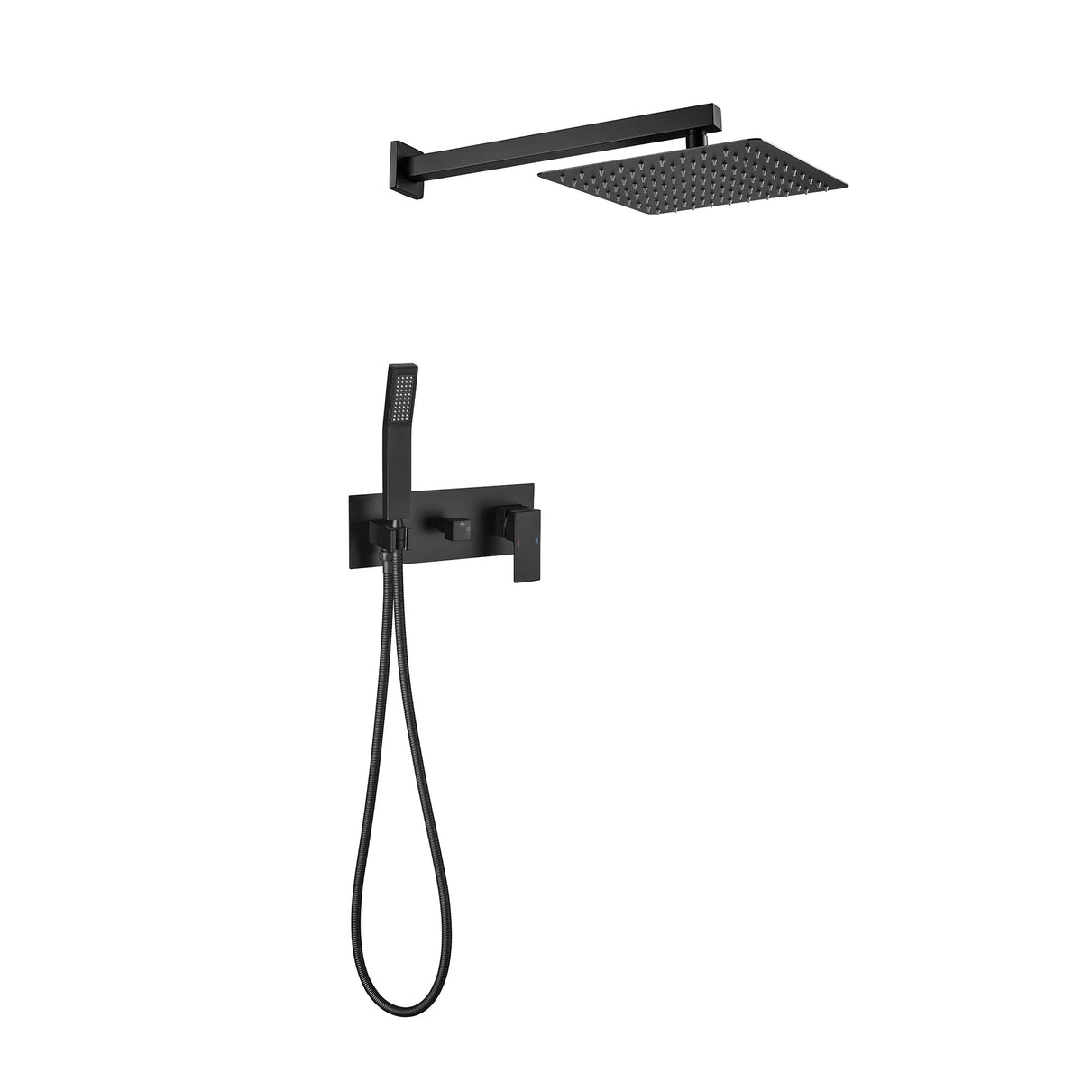 Brass Matte Black Shower Faucet Set Shower System 10 Inch Rainfall Shower Head with Handheld Sprayer Bathroom Luxury