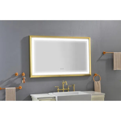 48x30 Inch LED Frontlit Bathroom Mirror with Metal Frame, Wall Mounted Vanity Mirror with Smart Touch Button, Anti-Fog - view 8