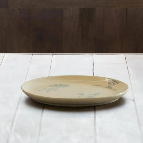 Off-White Round Ceramic Printed Dinner Plate Elegant Dining Plate For Every Meal- Dia - view 2