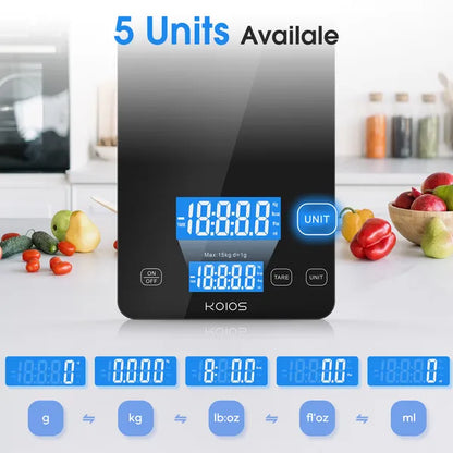 KOIOS Food Scale, 33lb/15kg Digital Kitchen Scale Grams And Ounces For Cooking Baking, 1g/0.1oz Precise Graduation - view 4