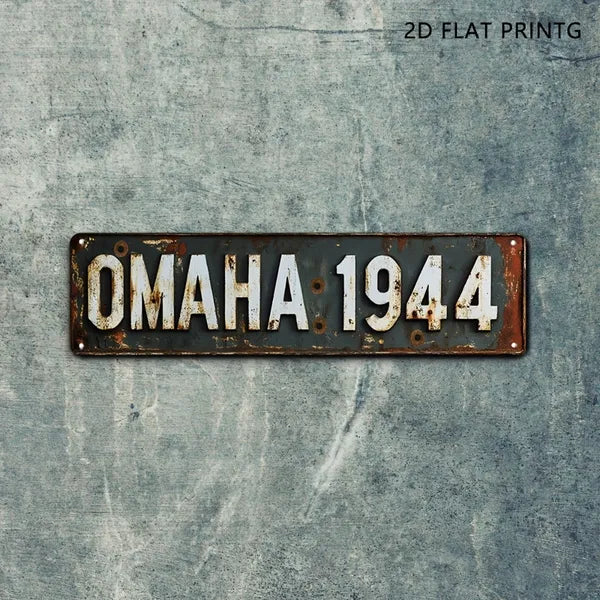 Vintage Military Aluminum Sign Omaha Beach WW2 Landmark Rustic Wall Decor For Garage Bar Man Cave - view 5