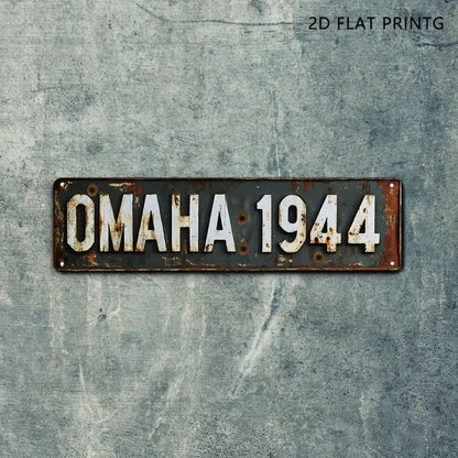 Vintage Military Aluminum Sign Omaha Beach WW2 Landmark Rustic Wall Decor For Garage Bar Man Cave - view 5