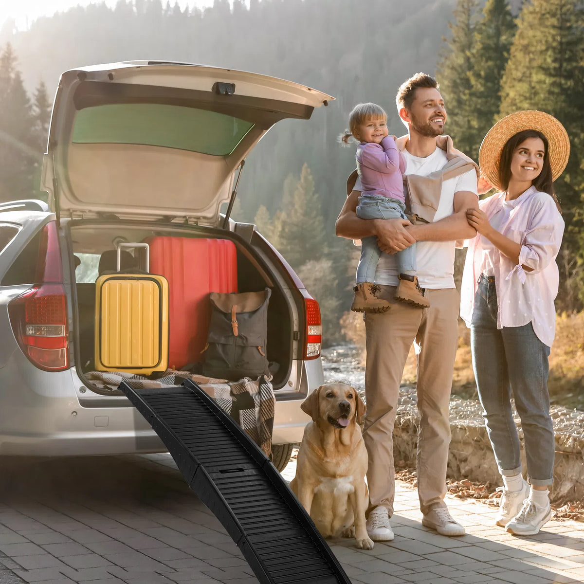 60 inch Nonslip Folding Dog Ramp, Tri-Fold Portable Lightweight Pet Ramp for Cars, Trucks and SUVs - view 2