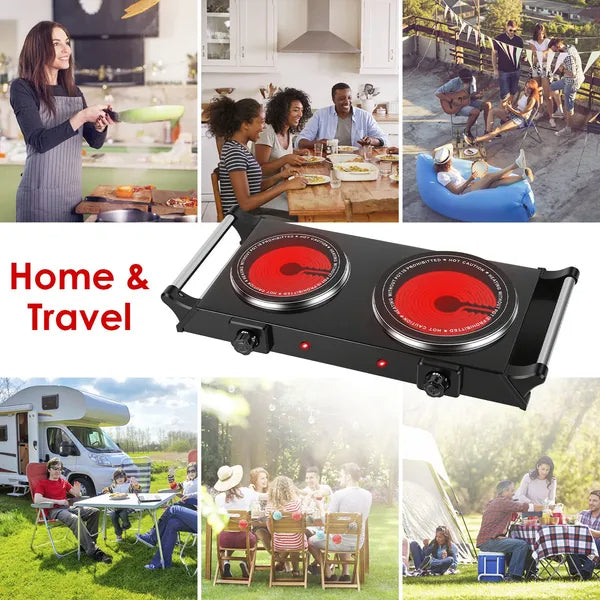 1800W Electric Double Burner Portable Heating Hot Plate Stove Countertop RV Hotplate With 5 Temperature Stepless - view 9