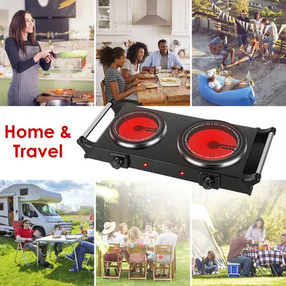 1800W Electric Double Burner Portable Heating Hot Plate Stove Countertop RV Hotplate With 5 Temperature Stepless - view 9