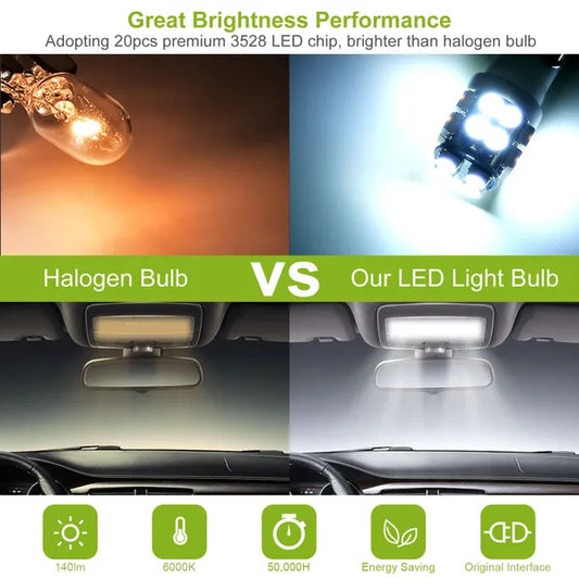 10Pcs 12V T10 LED Light Bulb Wedge Base Interior Dome Map LED Lights License Plate Trunk Side - view 2