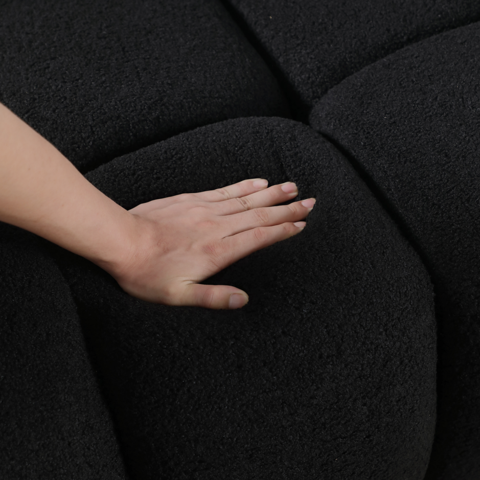 87.4 Length,35.83inch Deepth,human Body Structure For USA People, Marshmallow Sofa,boucle Sofa,3 Seater, Black BOUCLE - view 2