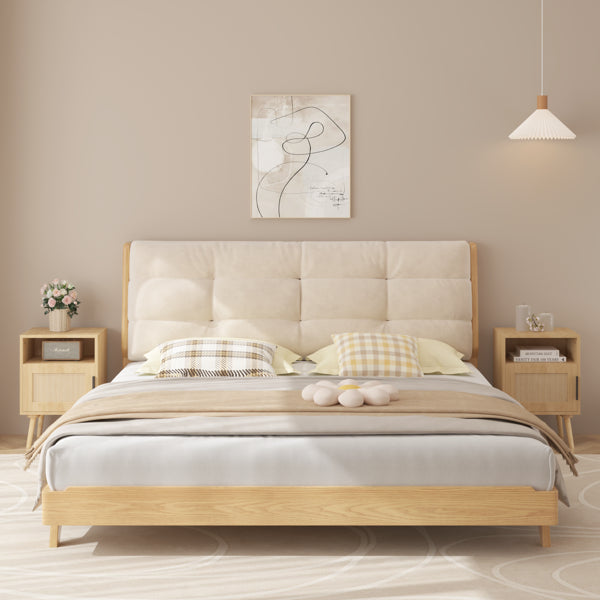 22.83'' H Rattan Nightstand, Side Table with Door Open Shelf, Accent Bedside End Table with Solid Wood Legs for Bedroom - view 7