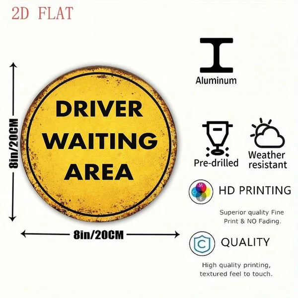 1pc Vintage Driver Waiting Area Sign 8x8in, Driver Waiting Area, Area Sign 8x8in 2D Flat Round Decorative Plaque - view 5