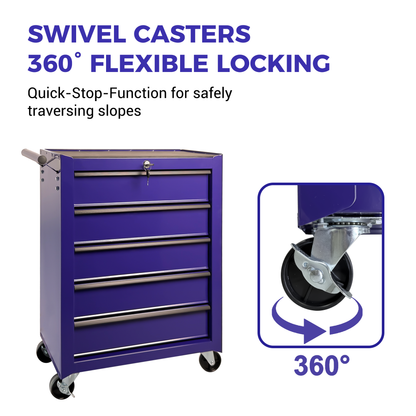 Rolling Metal Tool Chest With 5 Drawers, 20inch 5-Drawer Tool Chest Cabinet With Ball Bearing Drawer Slides - view 3