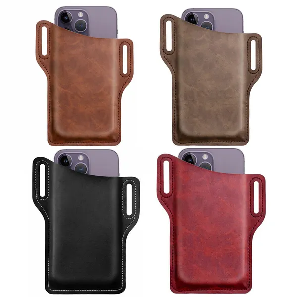 Men Cell Phone Belt Pack Bag Loop Waist Holster Pouch Case Leather Wallet Cover - view 4