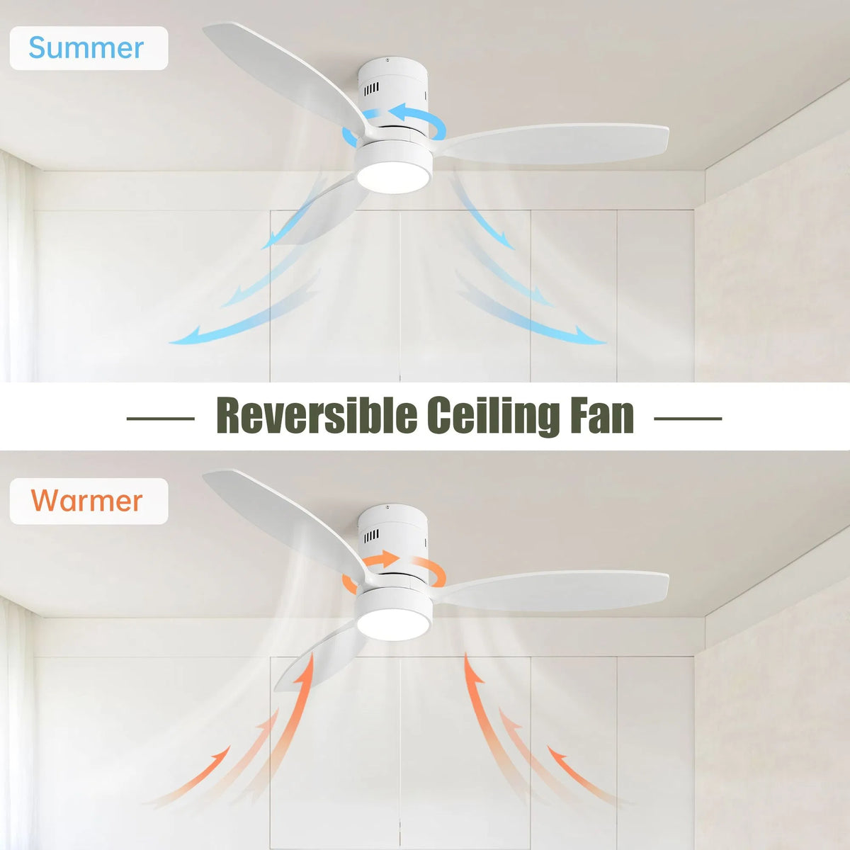 52 Inch Indoor Outdoor Ceiling Fan Solid Wood Fan Blade Noiseless Reversible Motor Remote Control With Light - view 2