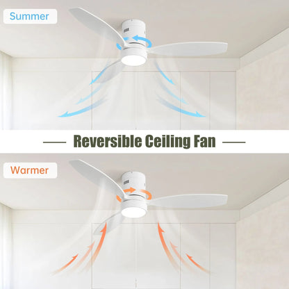 52 Inch Indoor Outdoor Ceiling Fan Solid Wood Fan Blade Noiseless Reversible Motor Remote Control With Light - view 2